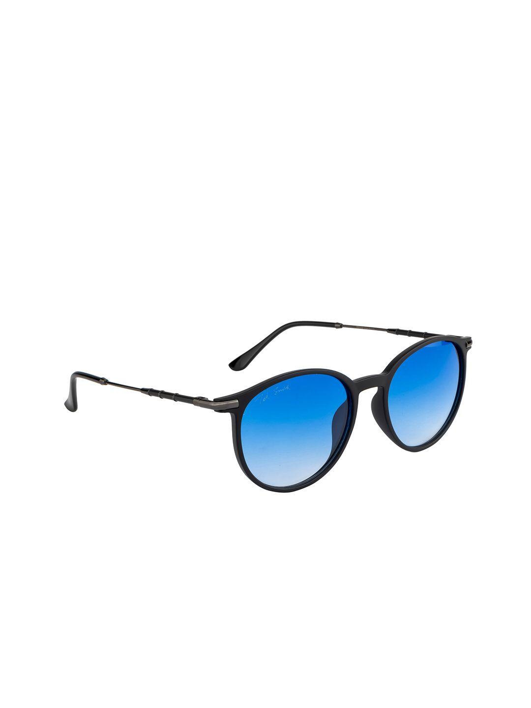 ted smith unisex blue lens & black round sunglasses with uv protected lens xmoon_c2