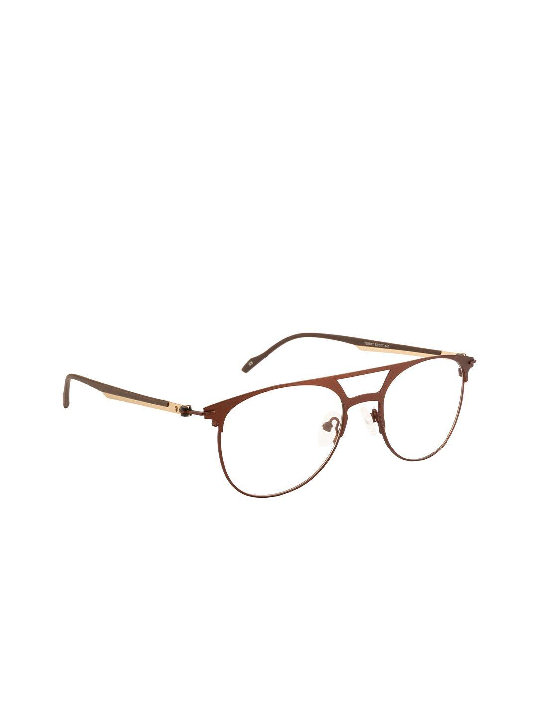 ted smith unisex brown & gold-toned full rim aviator frames eyeglasses