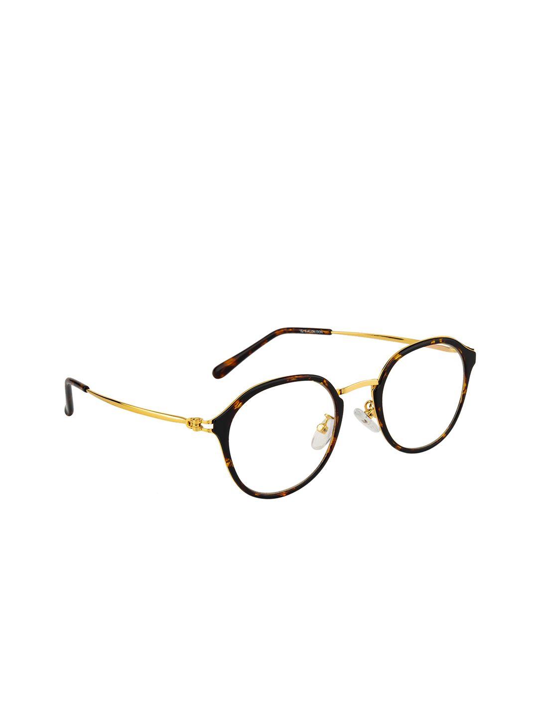 ted smith unisex brown & gold-toned full rim round frames