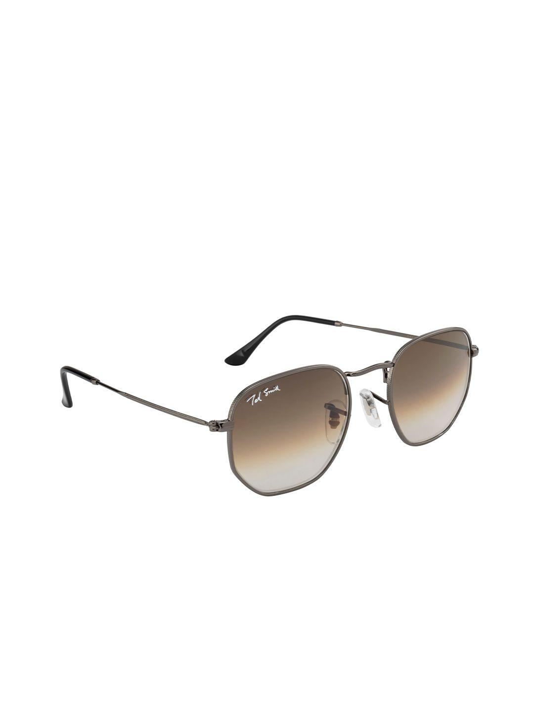 ted smith unisex brown lens & gunmetal-toned other uv protected lens sunglasses