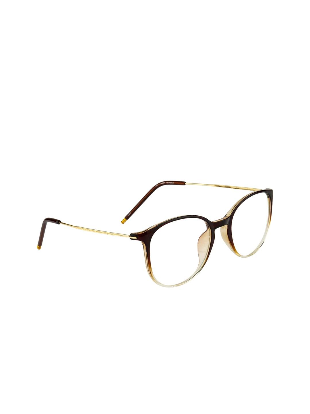 ted smith unisex gold-toned & brown solid full rim round frames ts-j88037_c27