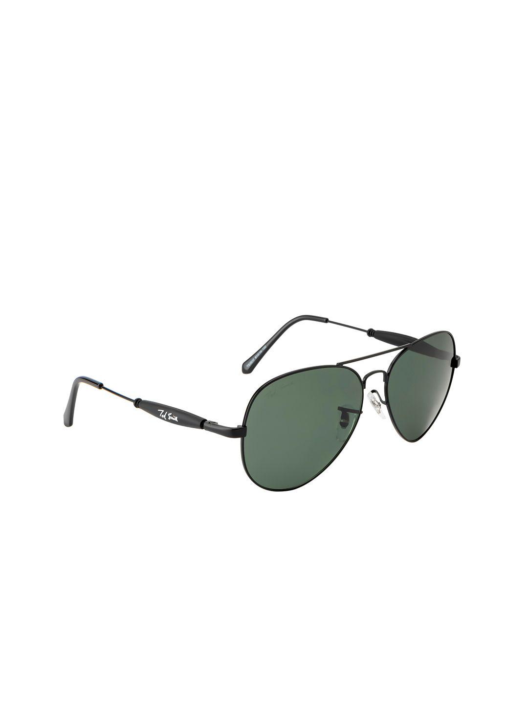 ted smith unisex green lens & black aviator sunglasses with polarised lens flight_c1