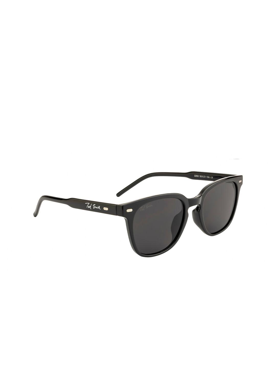 ted smith unisex grey lens & black wayfarer sunglasses with uv protected lens