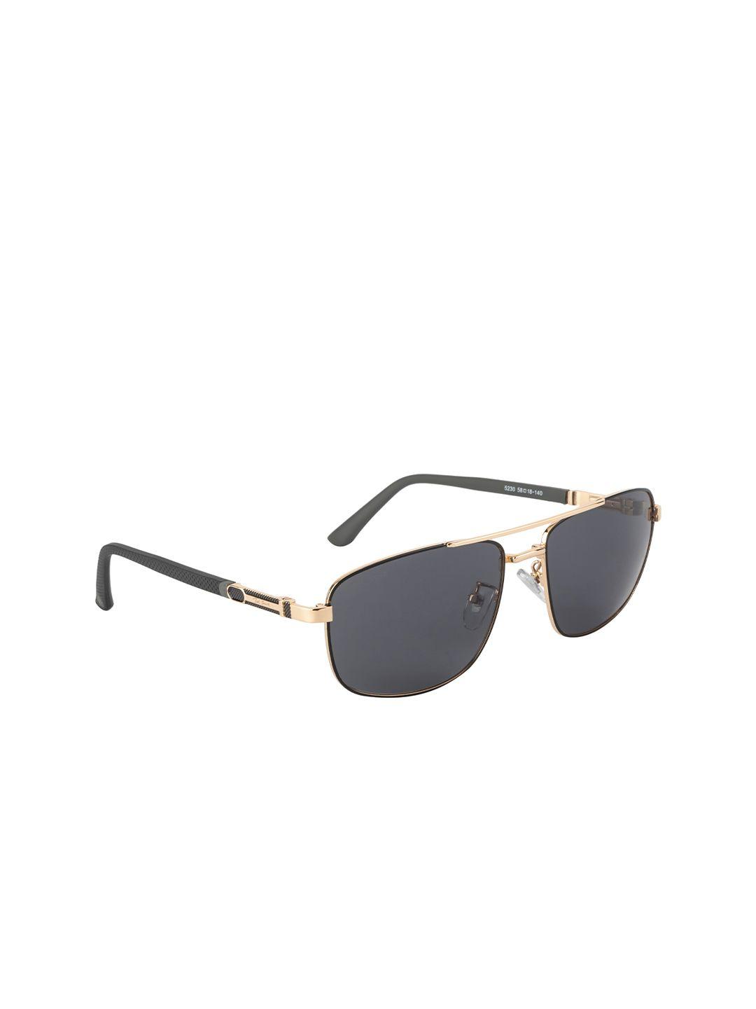 ted smith unisex grey lens & gold-toned aviator sunglasses with uv protected lens