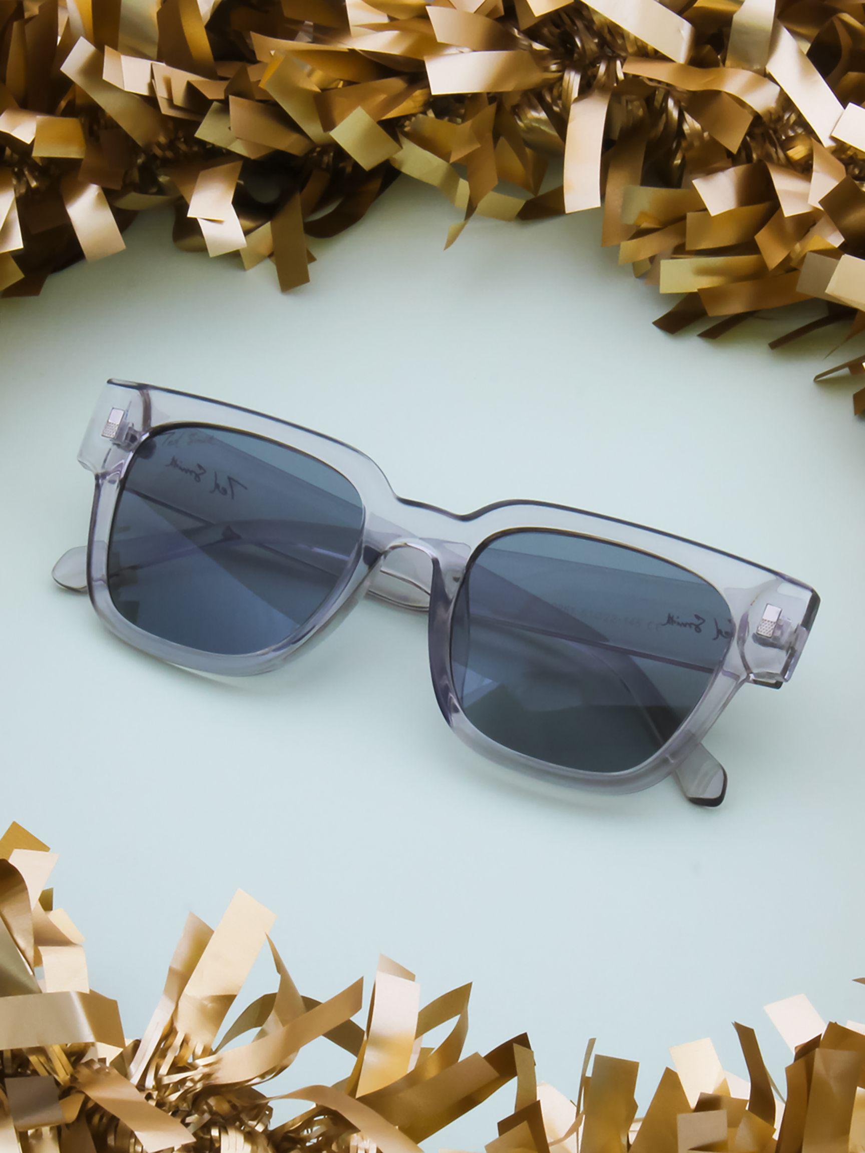 ted smith unisex grey lens & white wayfarer sunglasses with uv protected lens