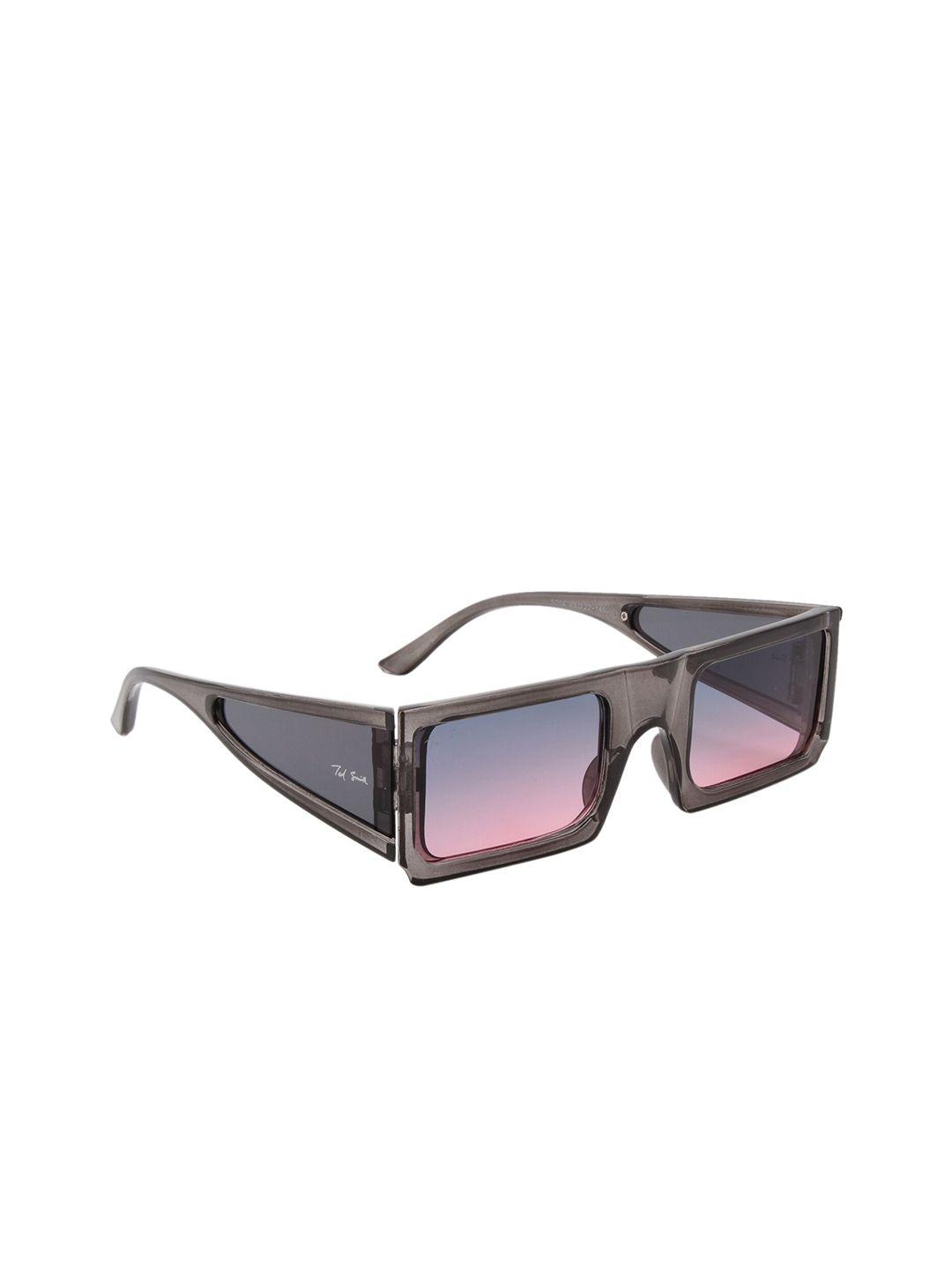 ted smith unisex pink lens & gunmetal-toned shield sunglasses with uv protected lens dope_c9