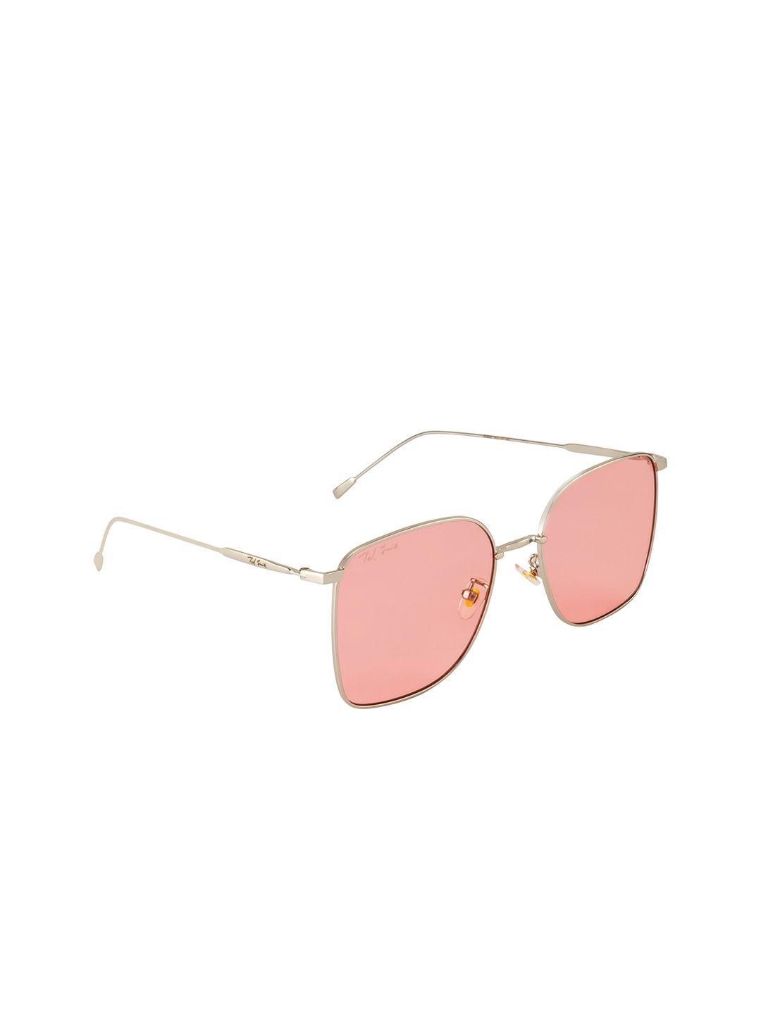 ted smith unisex pink lens & silver-toned square sunglasses jewelme_c4