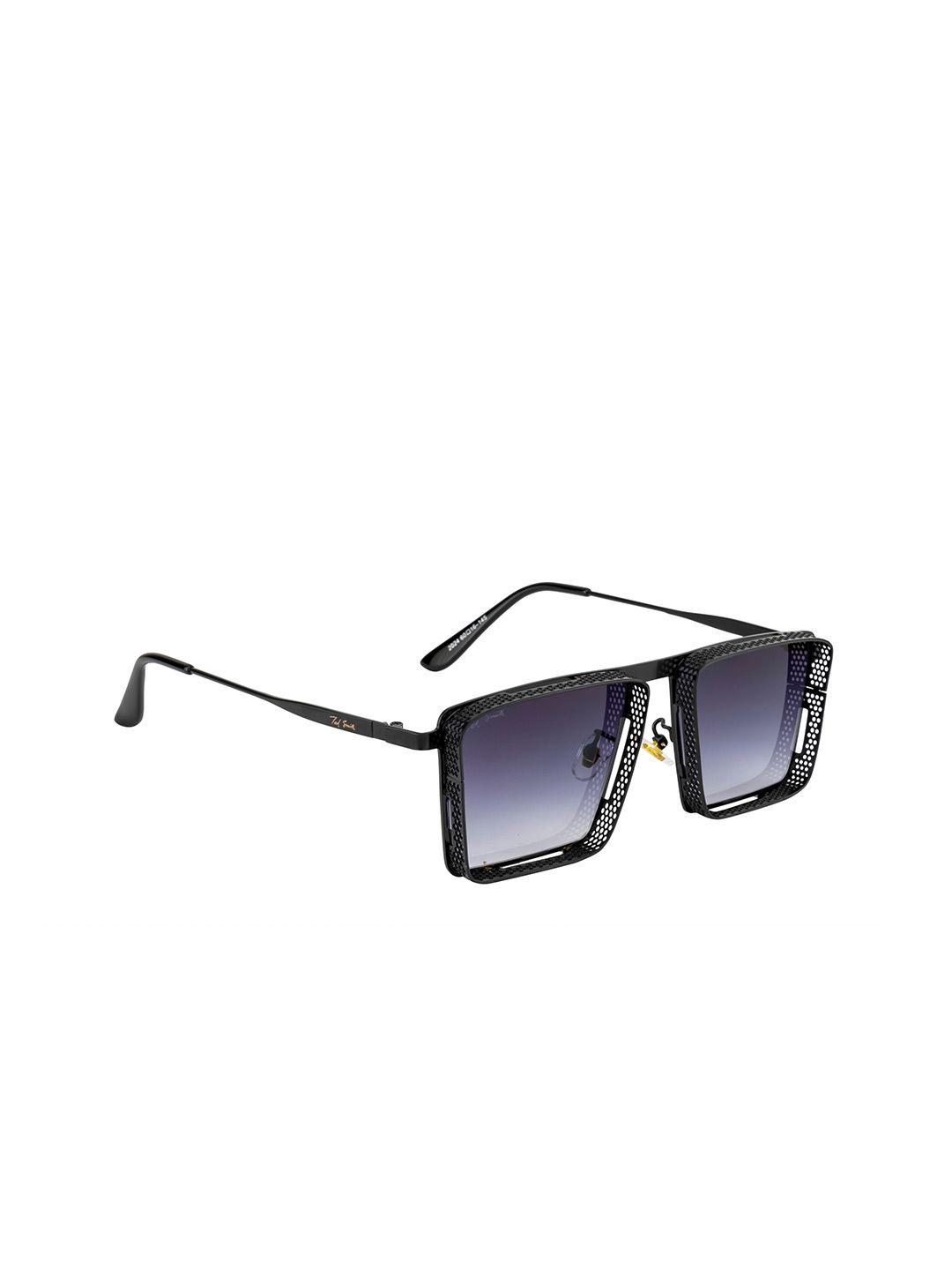 ted smith unisex purple lens & black square sunglasses with uv protected lens