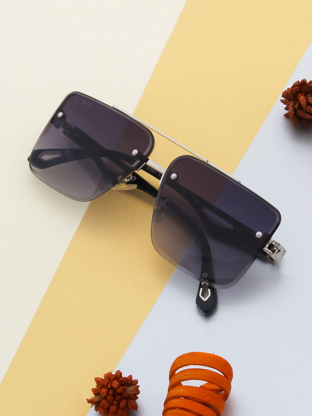 ted smith unisex purple lens & silver-toned uv protected oversized sunglasses hilton_c2