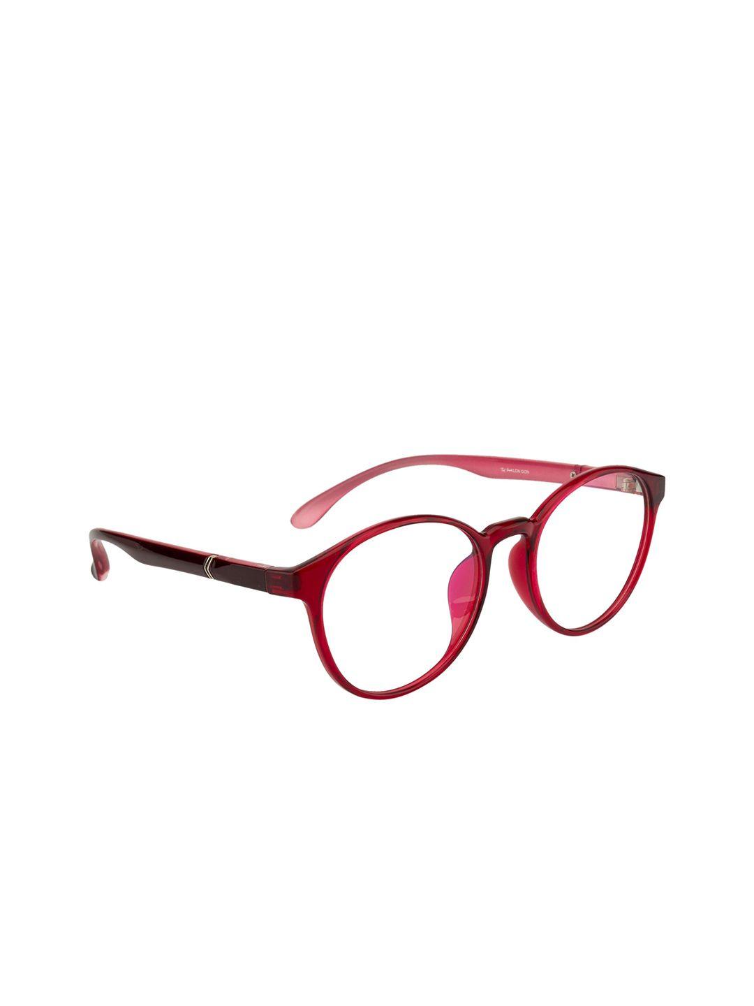 ted smith unisex red & brown full rim round frames eyeglasses