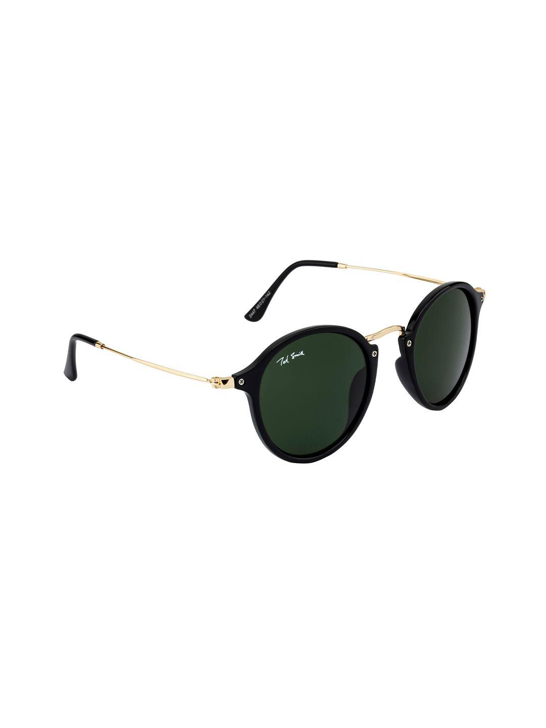 ted smith unisex round sunglasses with uv protected lens tss-moon-x_c6-green