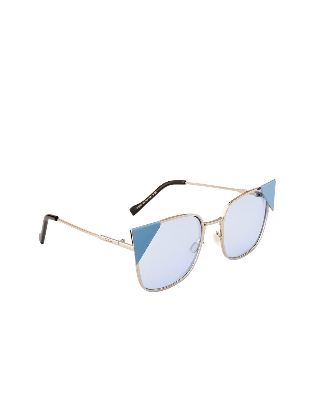 ted smith women blue lens & silver-toned cateye sunglasses with uv protected lens