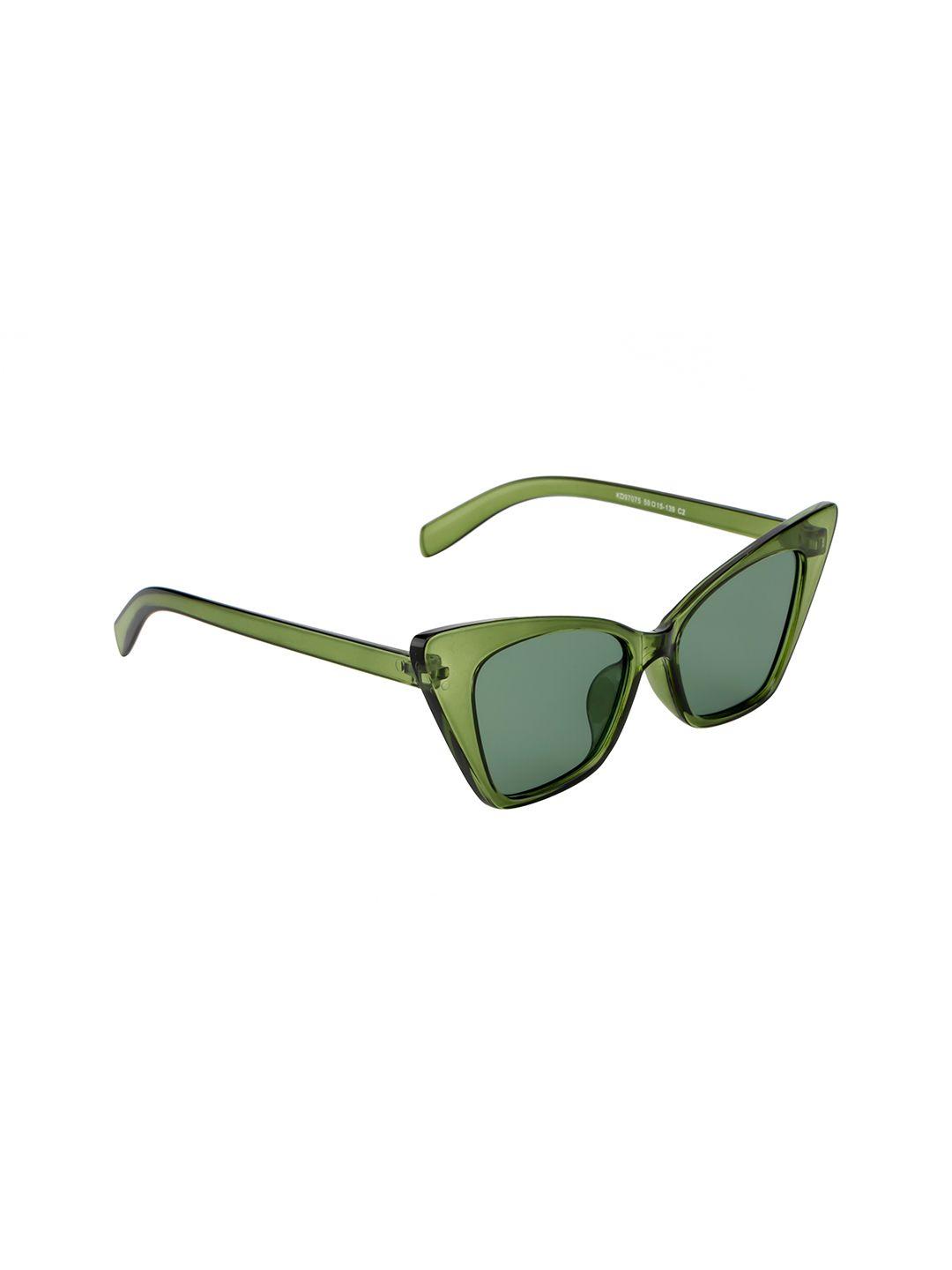 ted smith women green lens & green cateye sunglasses with uv protected lens