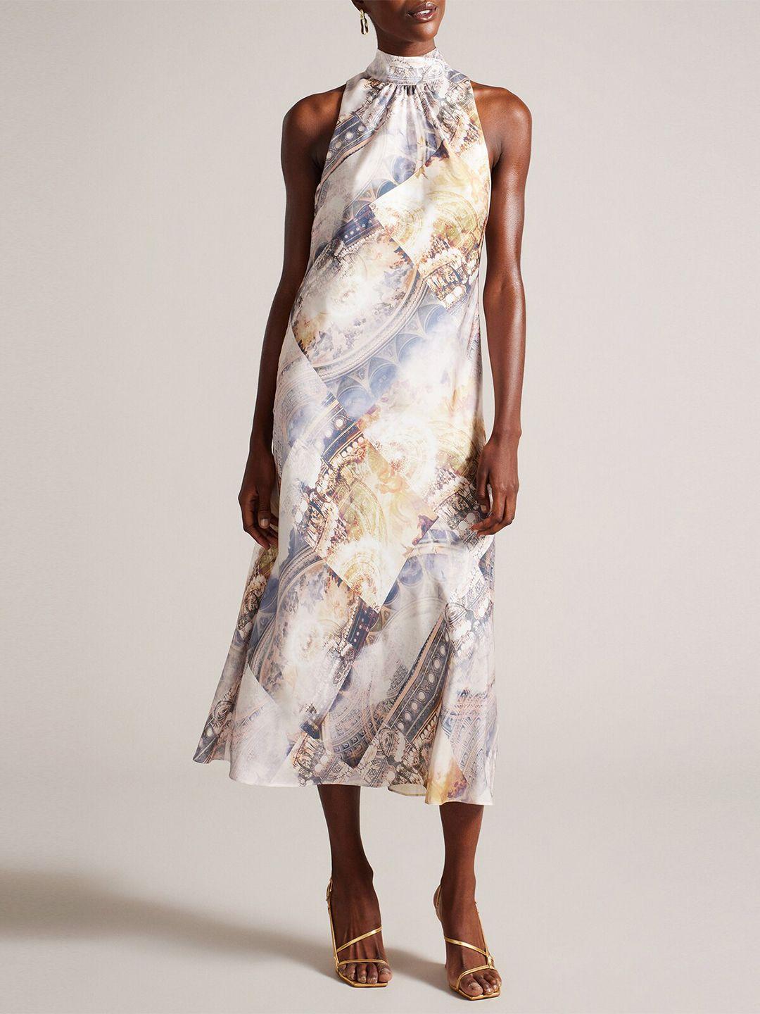 ted baker abstract printed sleeveless a-line dress