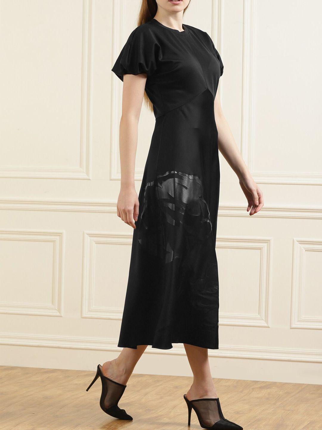 ted baker black a-line cotton midi dress