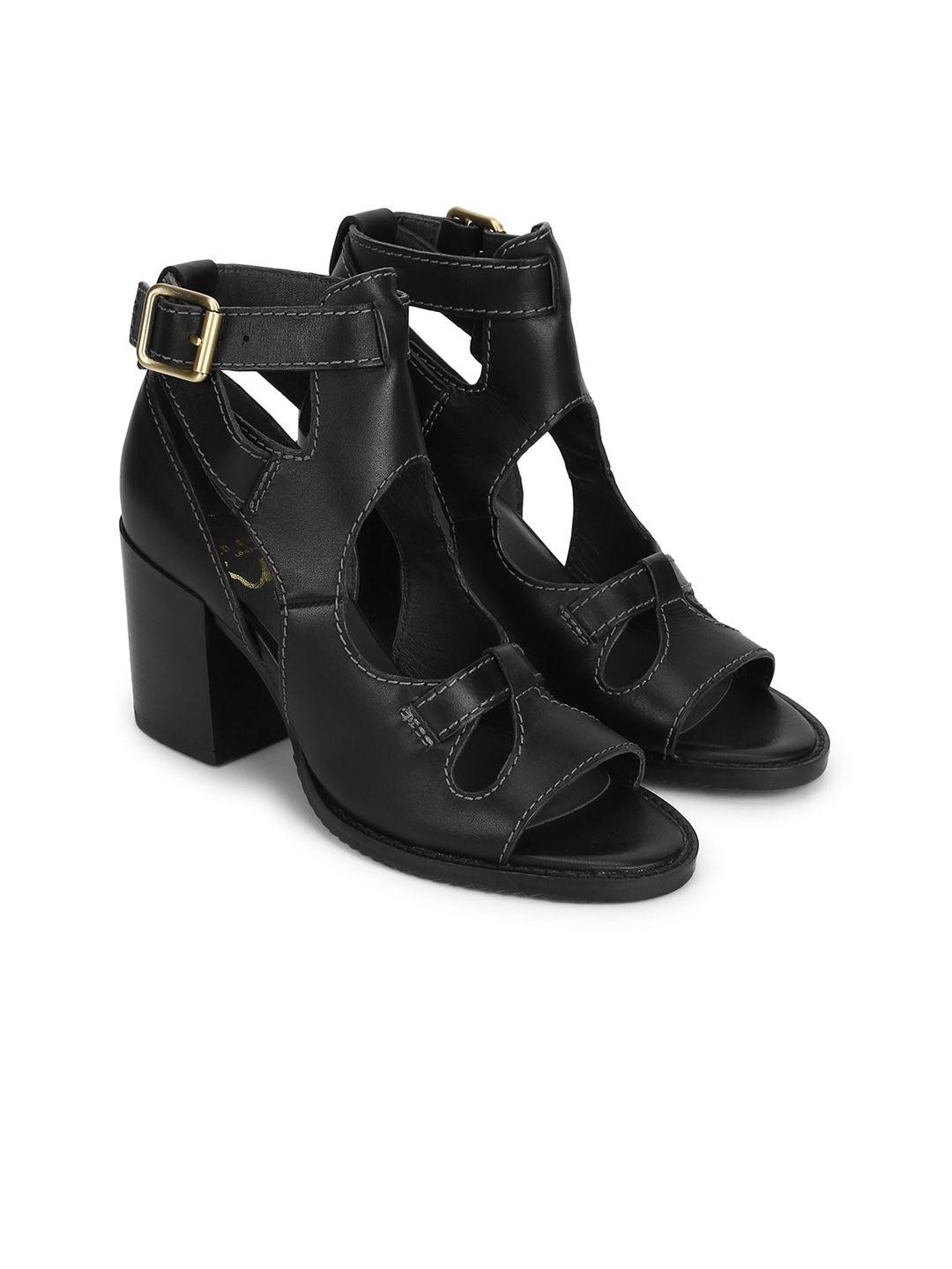 ted baker black leather party block heels