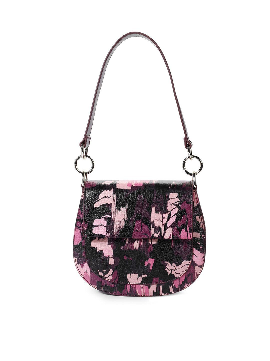 ted baker black printed leather bucket sling bag