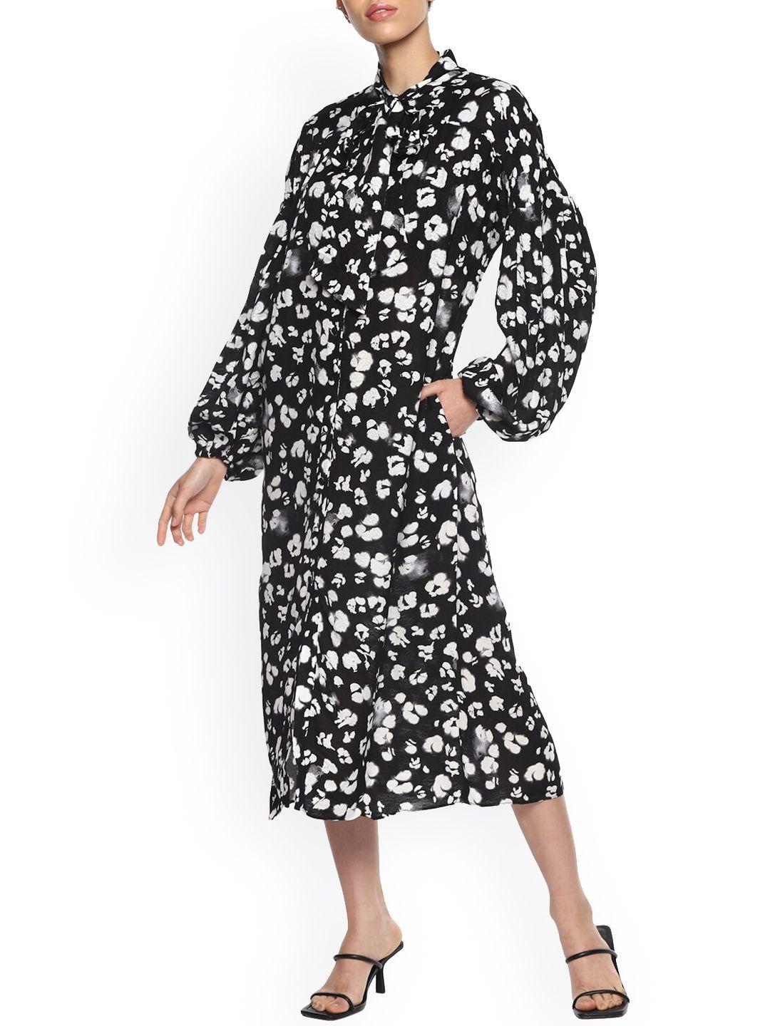 ted baker black tie-up neck shirt midi dress