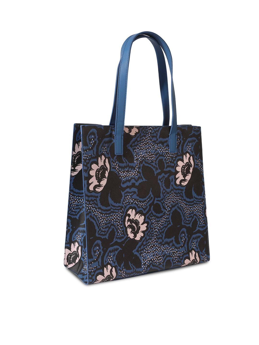 ted baker blue floral printed shopper tote bag