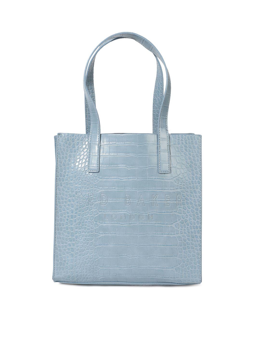 ted baker blue textured leather oversized shopper tote bag with quilted
