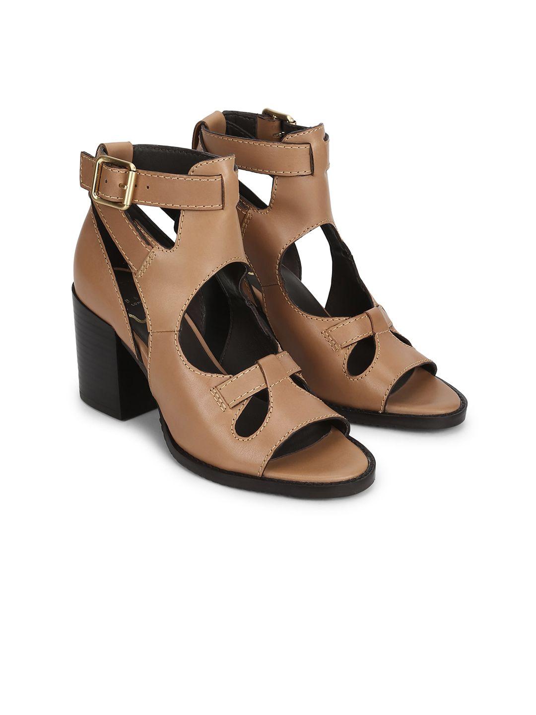 ted baker brown & black leather party block heels