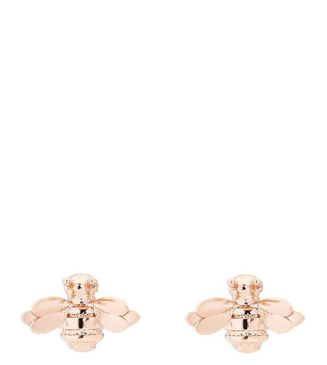 ted baker brushed rose gold tone beelii double bee earrings