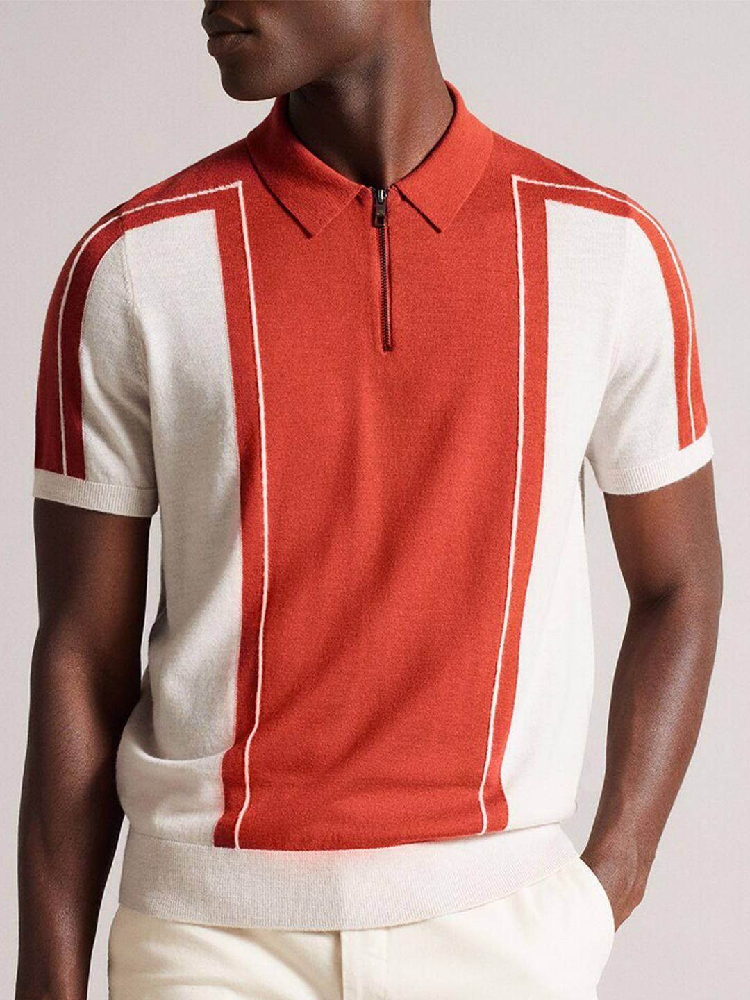 ted baker colourblocked polo collar woollen  t-shirt