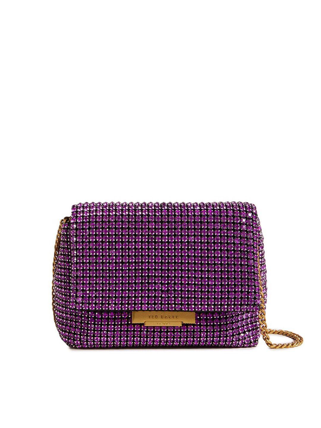 ted baker embellished crystals studded structured sling bag