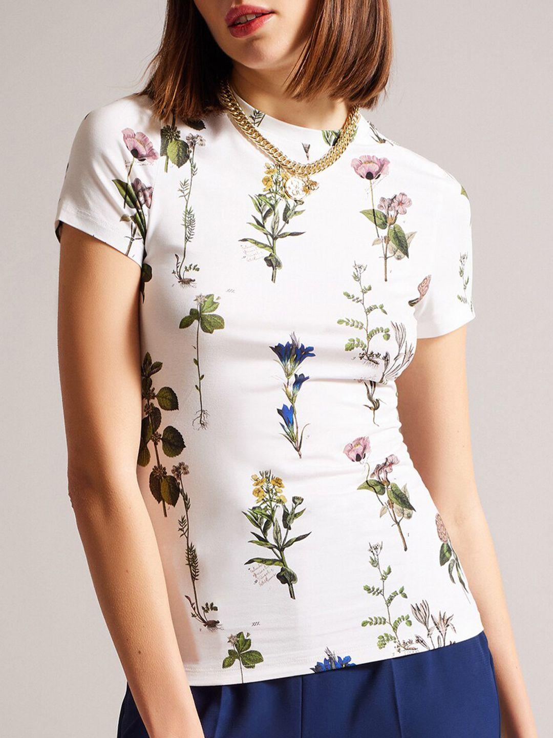 ted baker floral print longline t-shirt