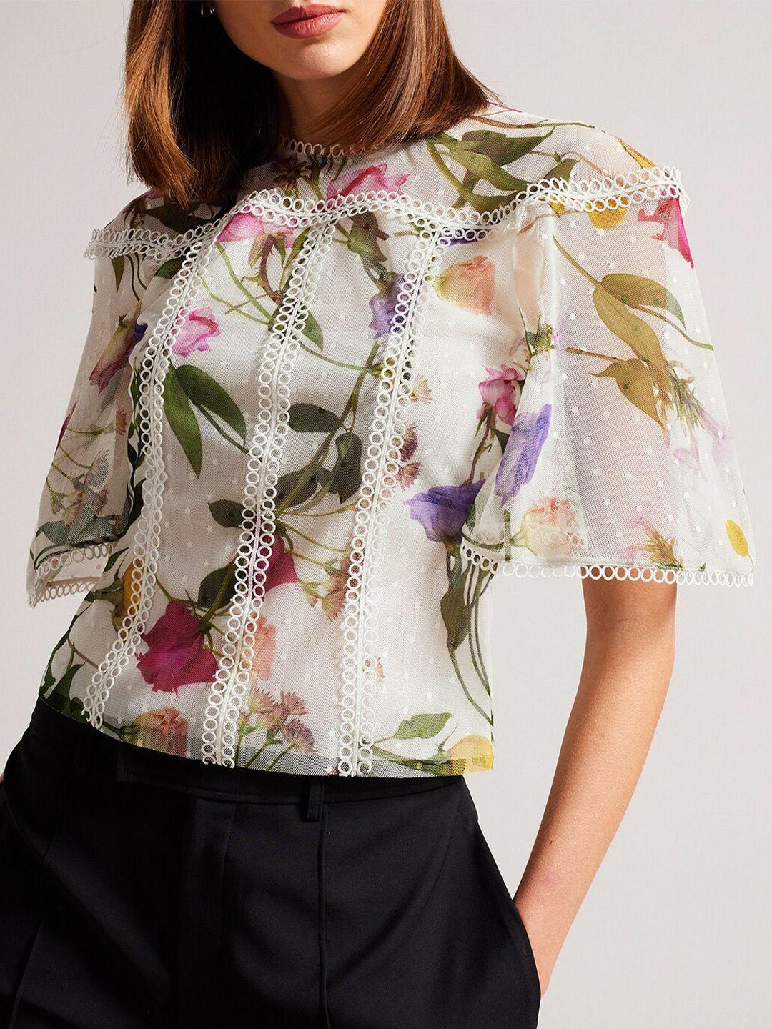 ted baker floral print round neck cotton top