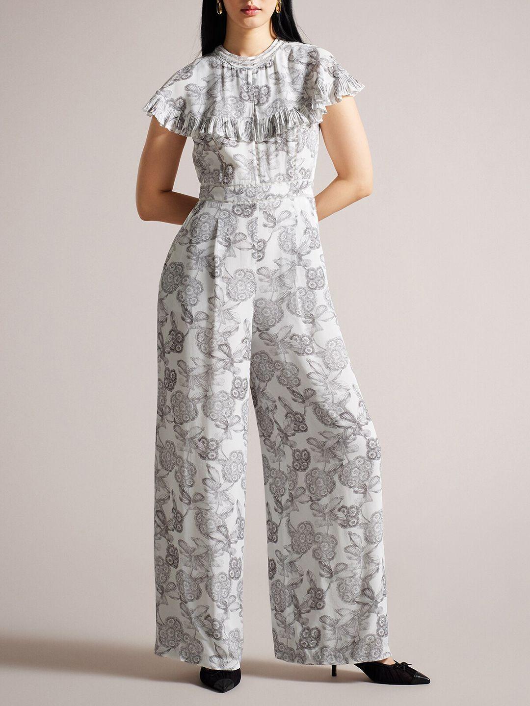 ted baker floral printed ruffled basic jumpsuit