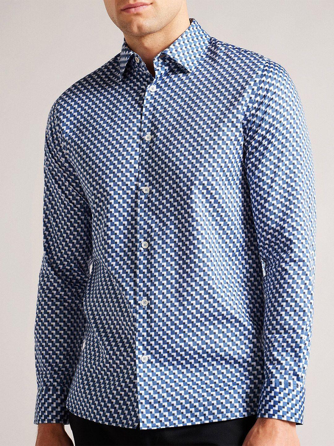 ted baker geometric printed pure cotton formal shirt