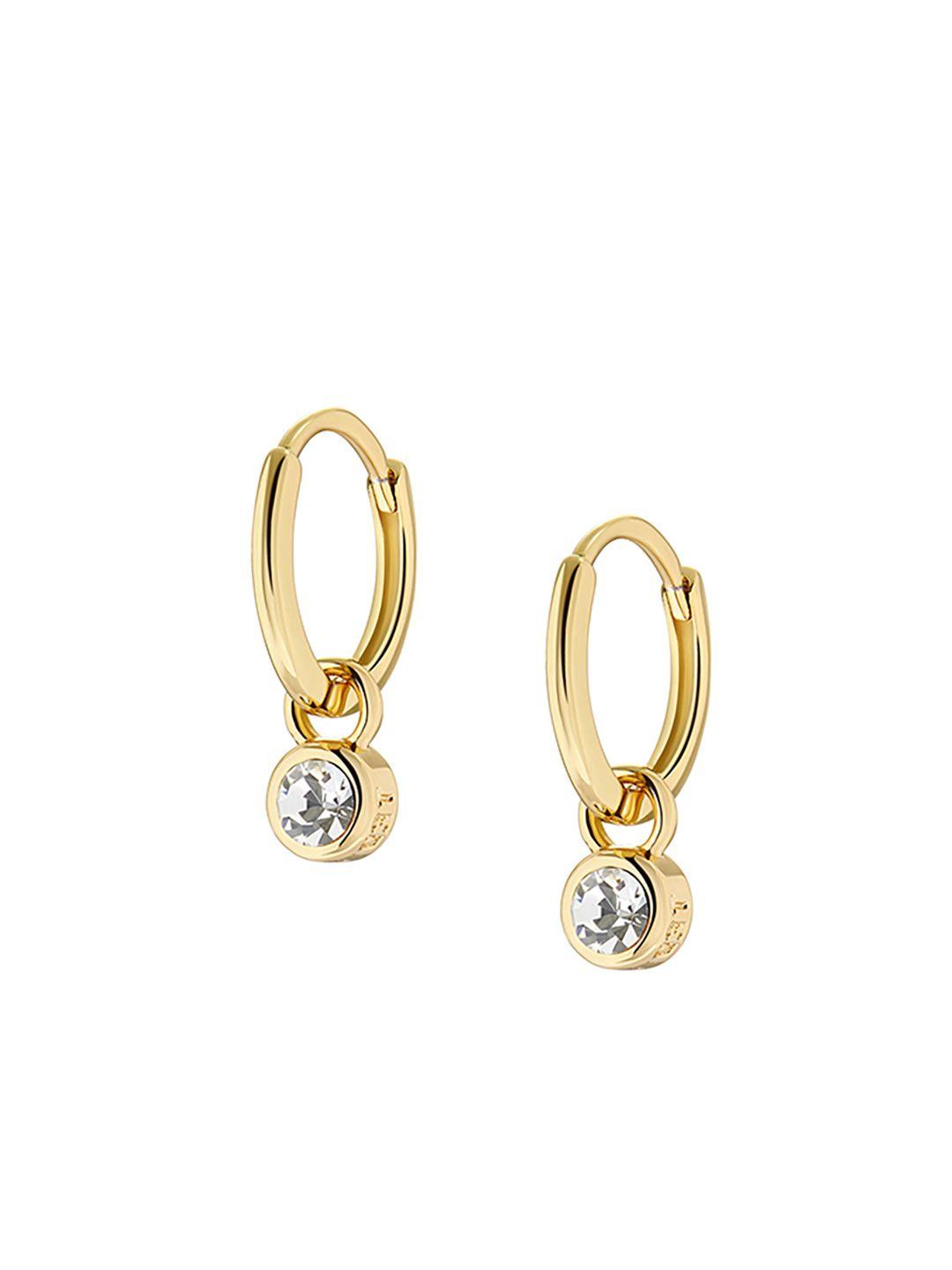 ted baker gold-toned & white crystal studded circular hoop earrings