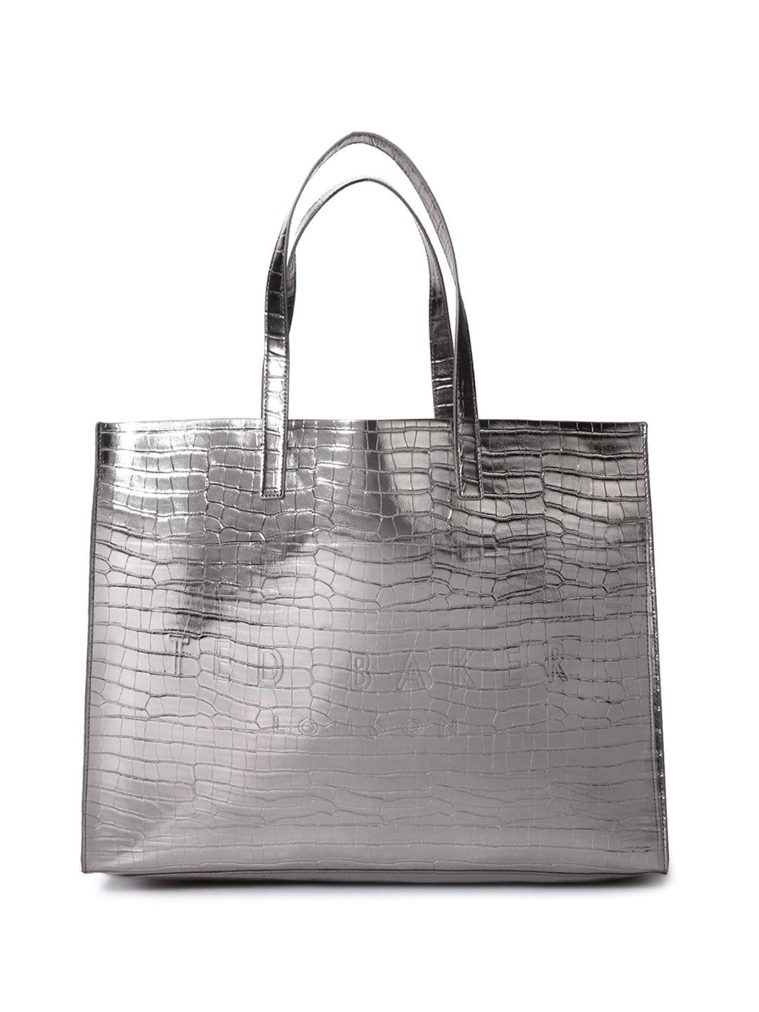 ted baker gunmetal-toned pu oversized shopper tote bag