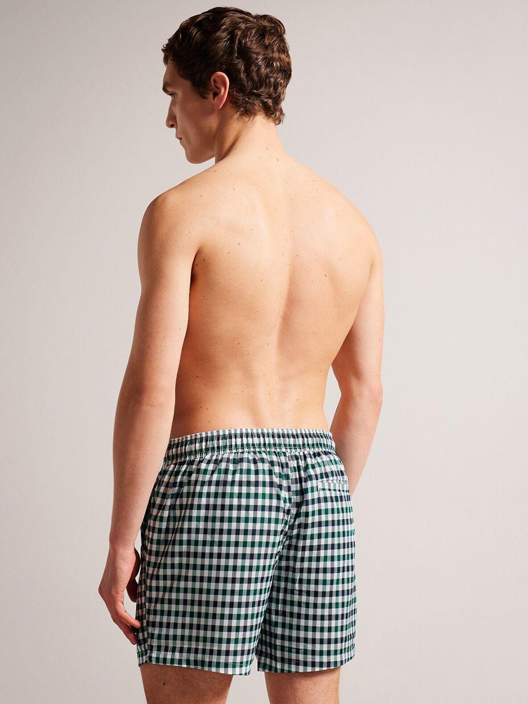 ted baker men checked cotton mid-rise regular fit shorts