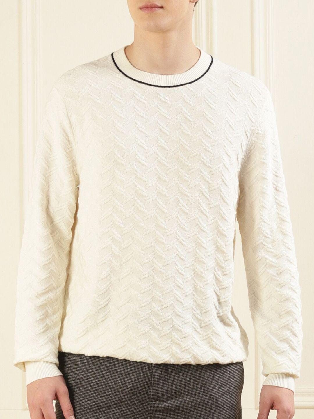 ted baker men cream-coloured cable knit pullover