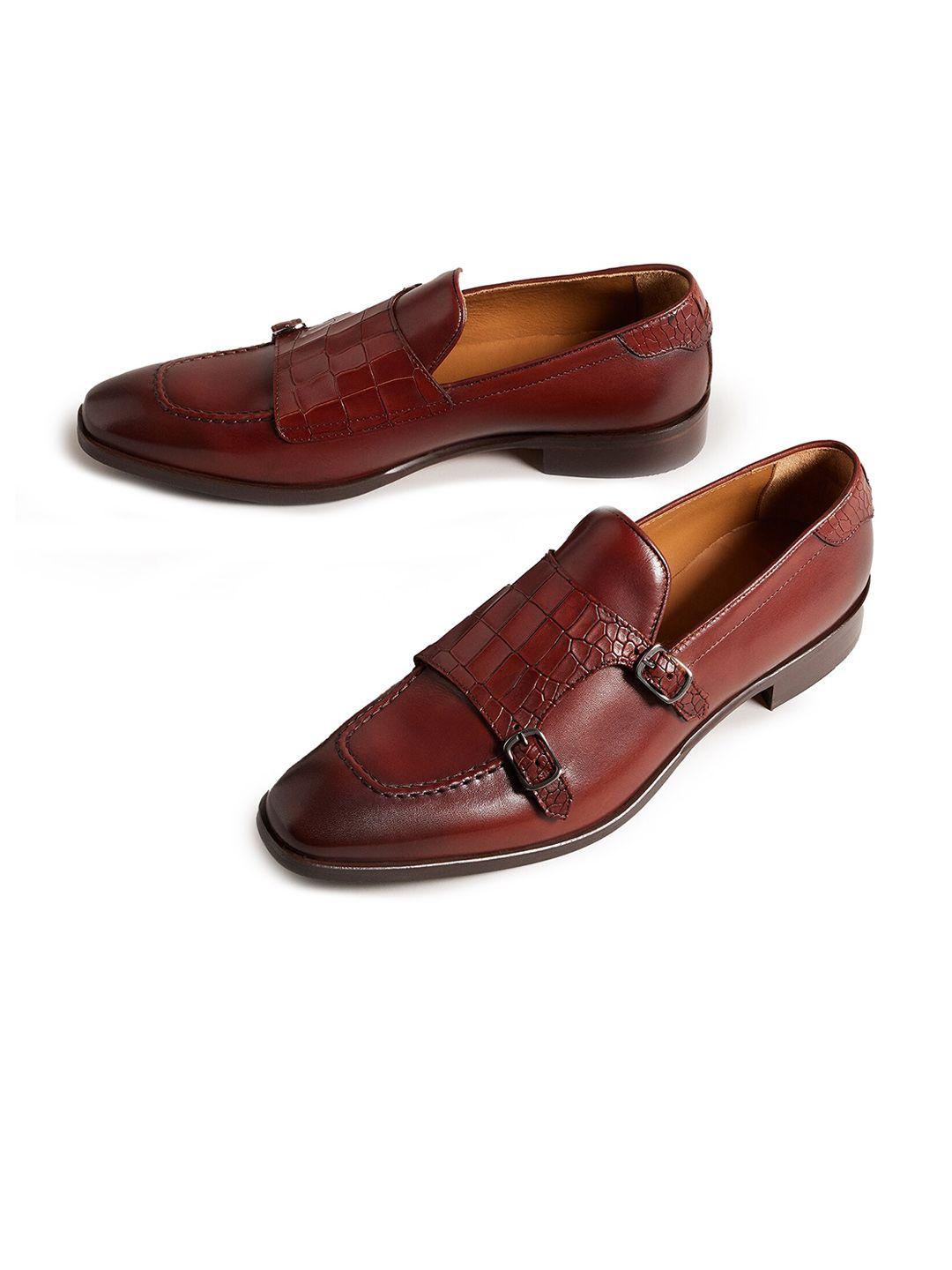 ted baker men crocodile effect leather formal monk shoes