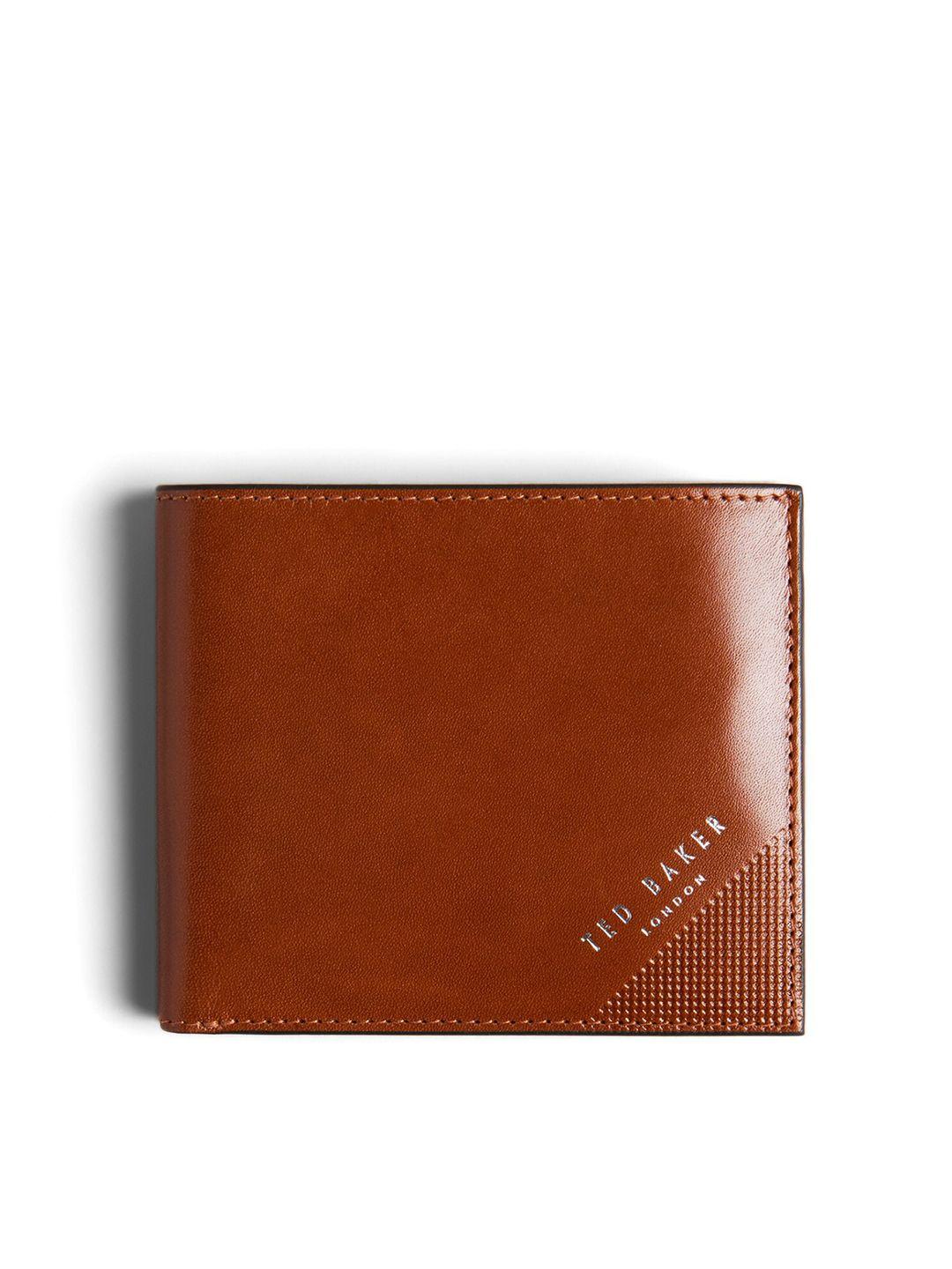 ted baker men embossed corner leather two fold wallet