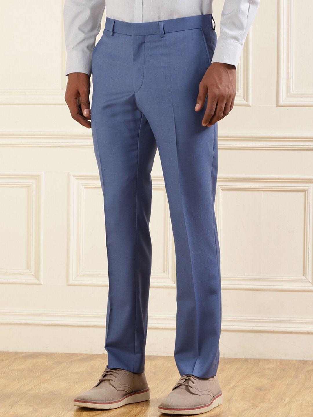 ted baker men flat-front slim fit mid-rise woollen trousers