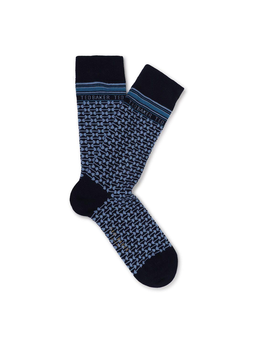 ted baker men geometric pattern cotton calf-length cotton socks