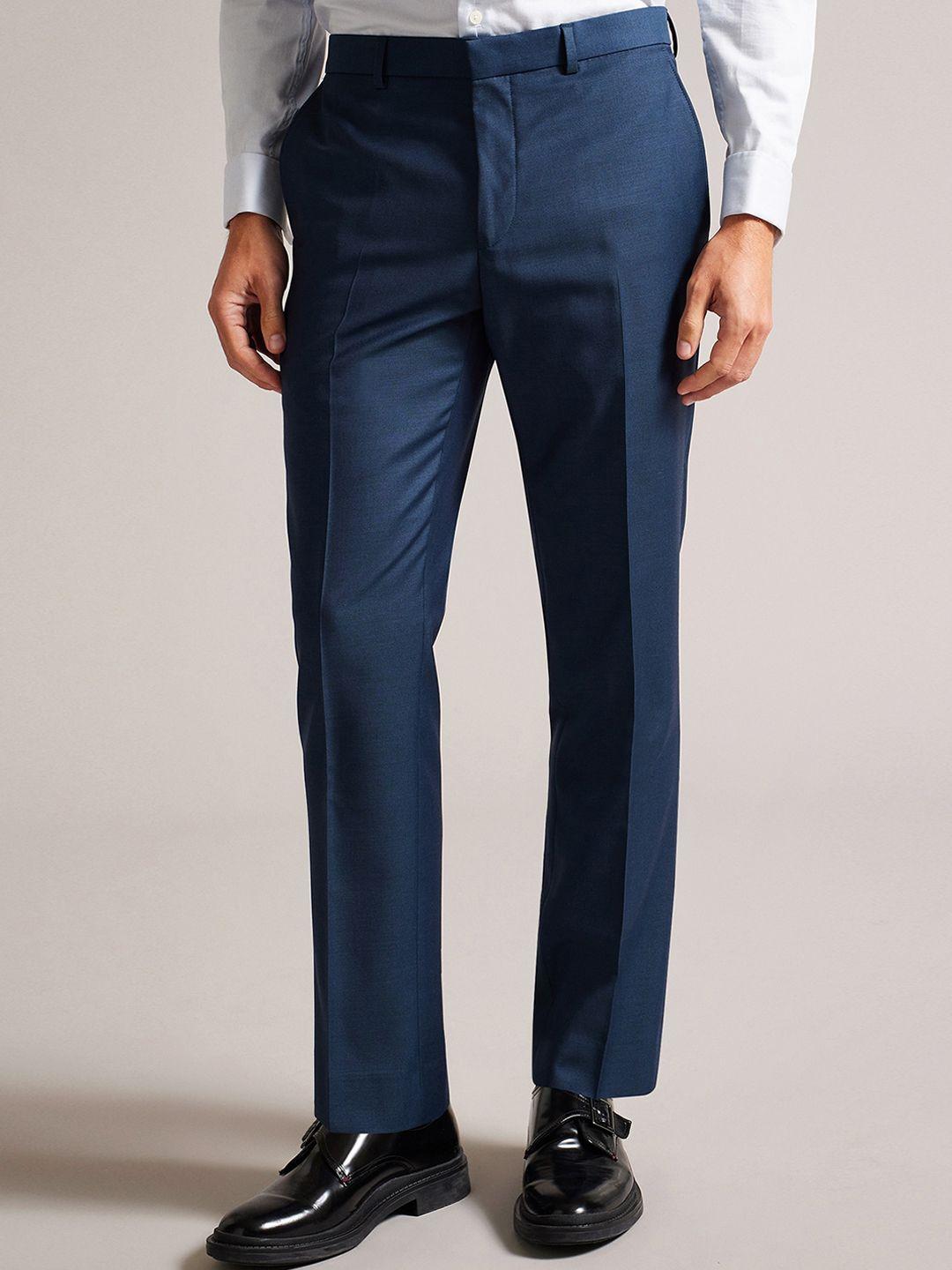 ted baker men mid-rise slim fit formal trousers