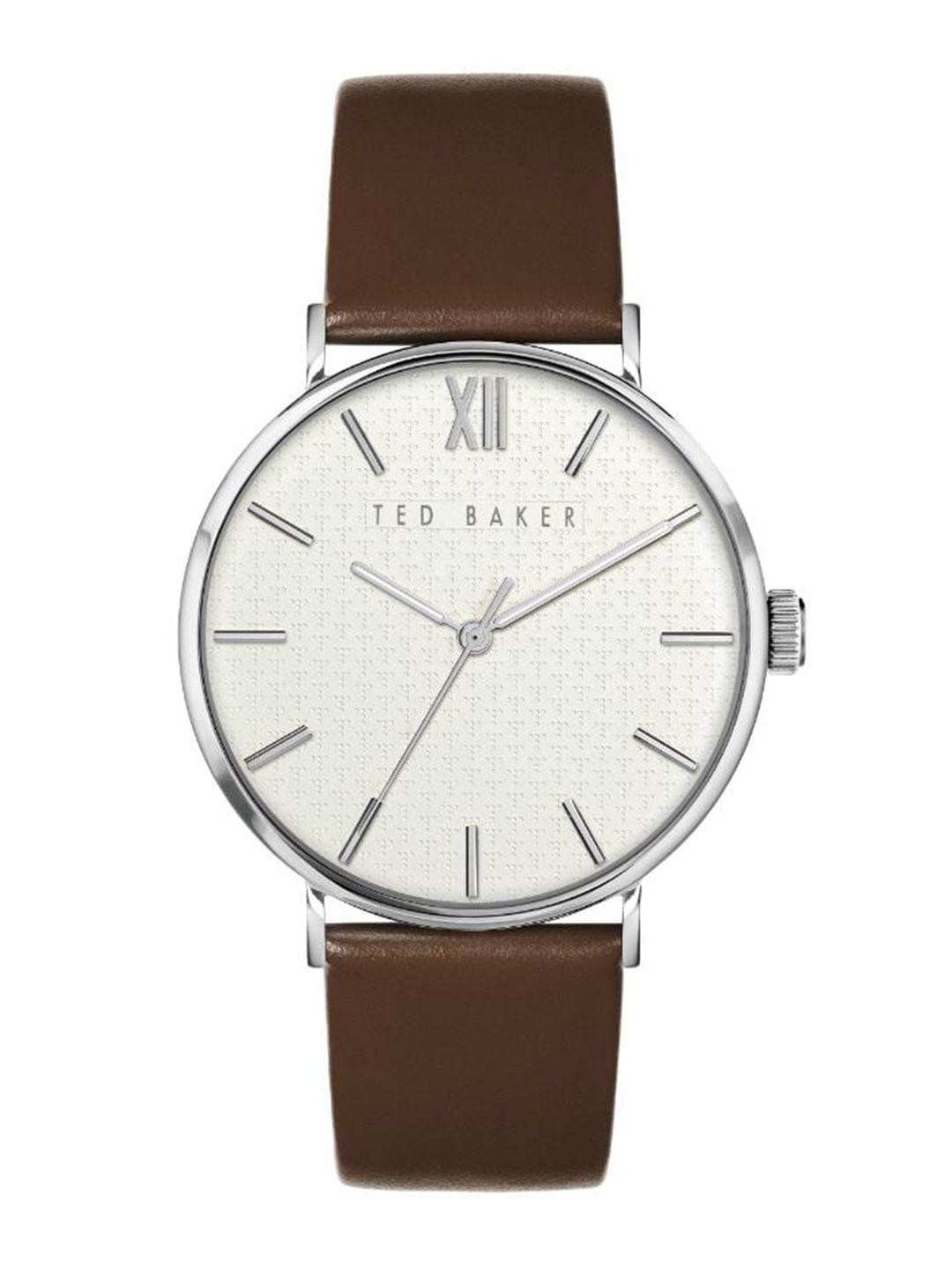 ted baker men mother of pearl dial leather straps analogue watch bkppgs215