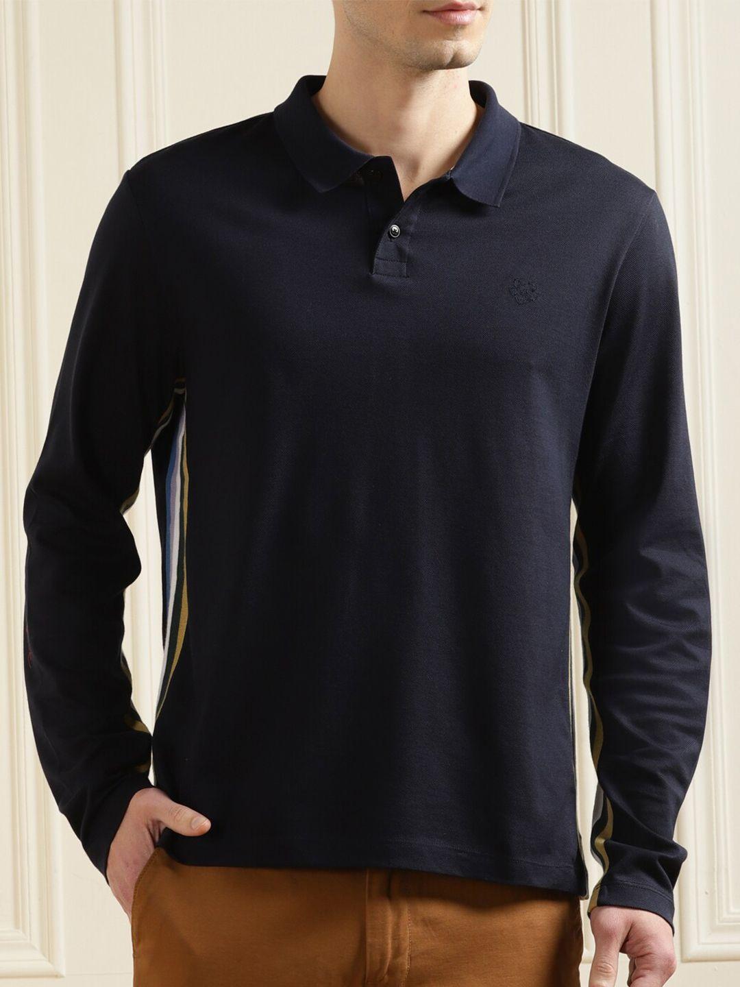 ted baker men navy blue solid pure cotton t-shirt