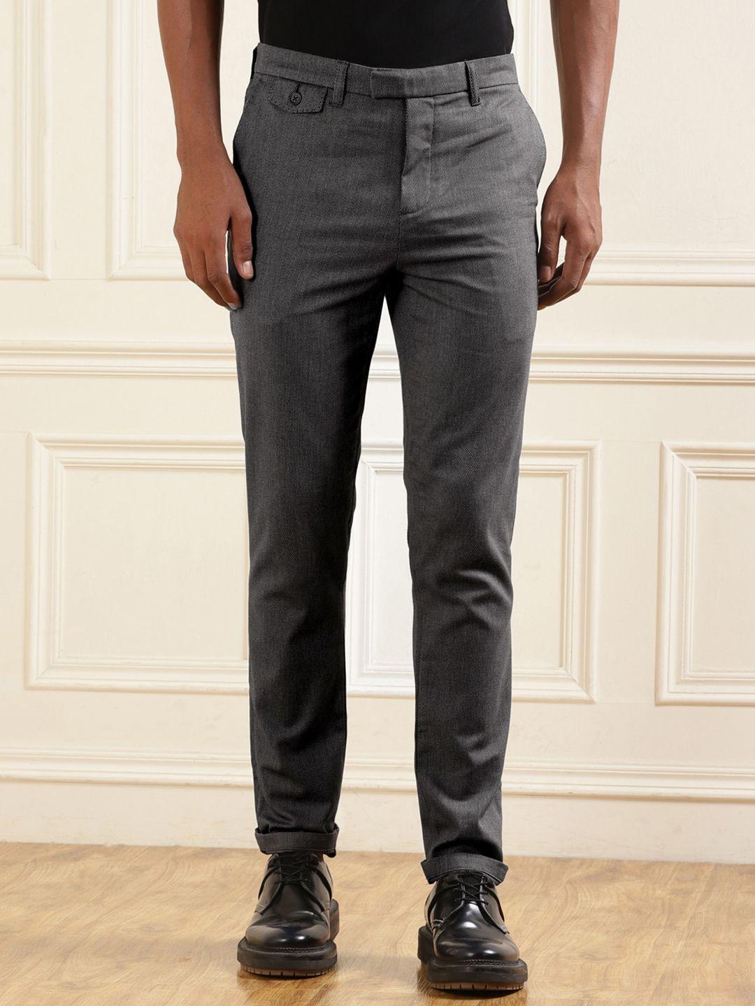 ted baker men slim fit mid-rise formal trousers