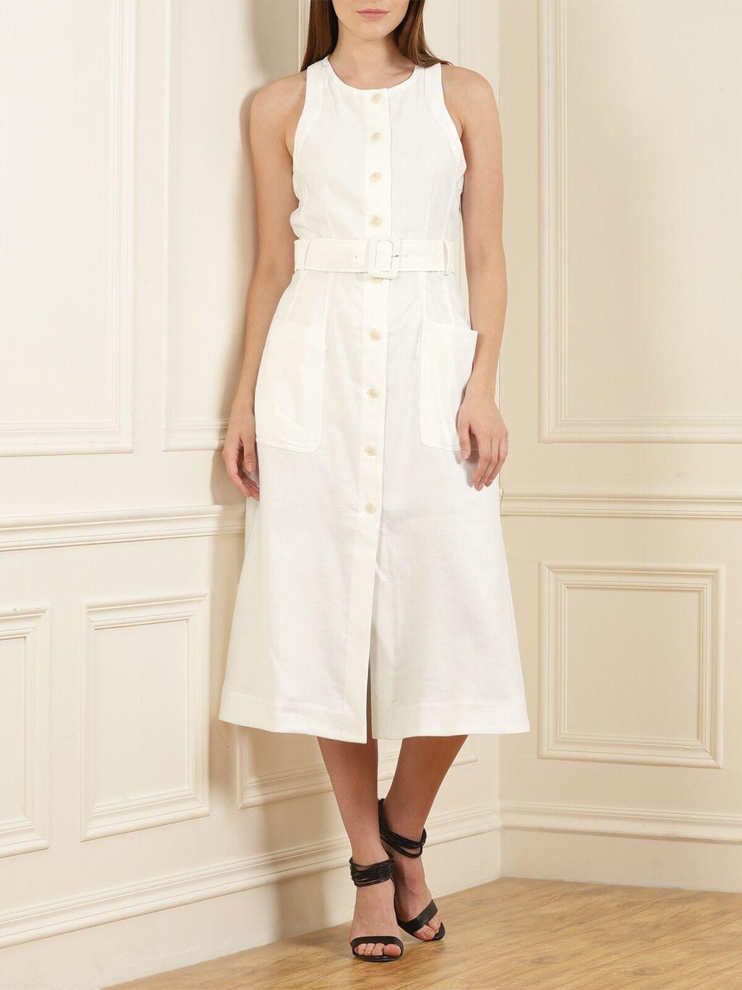 ted baker off white solid halter neck linen maxi dress