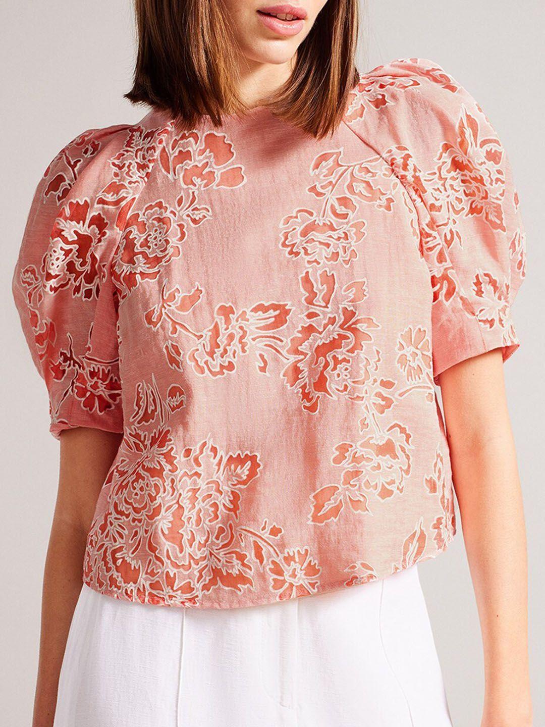 ted baker pink floral cotton top