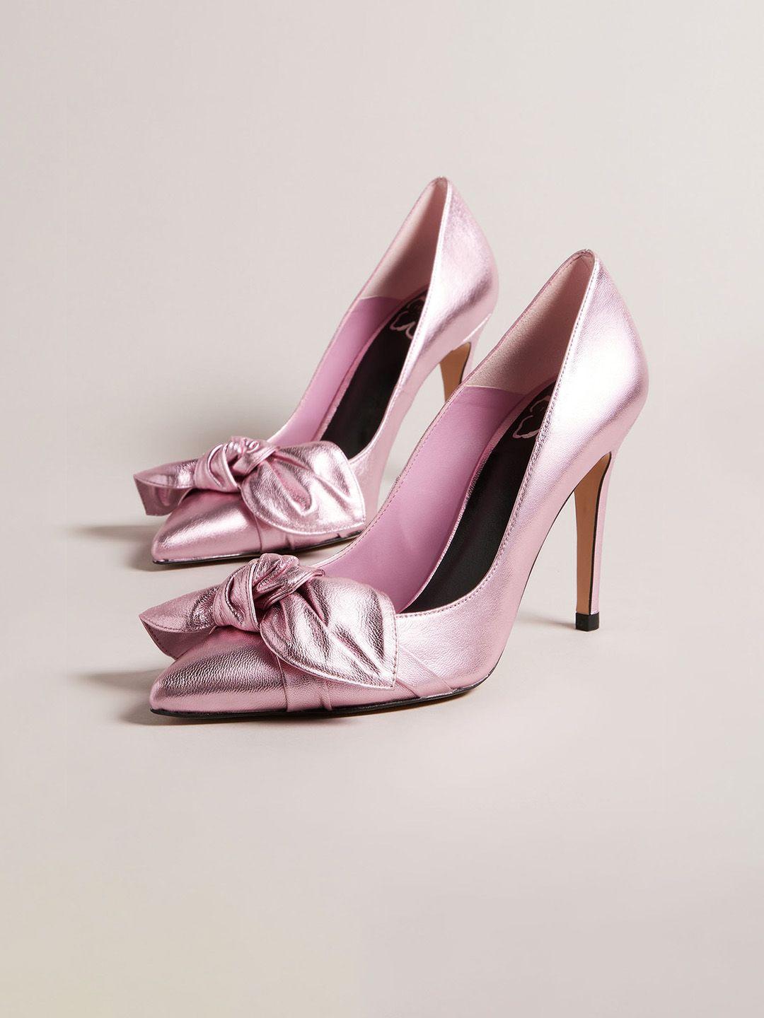 ted baker pointed toe leather stiletto pumps with bows