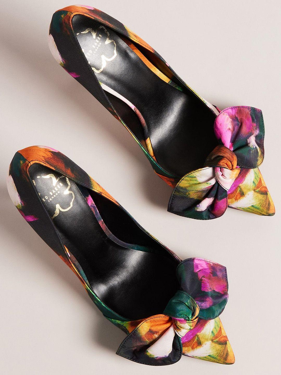 ted baker printed pointed toe stiletto pumps with bows