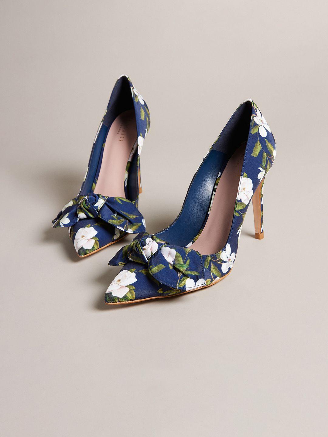 ted baker printed stiletto pumps with bows