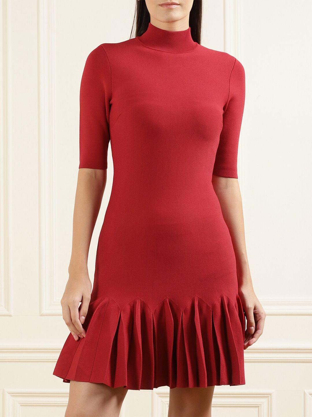 ted baker red solid bodycon mini dress